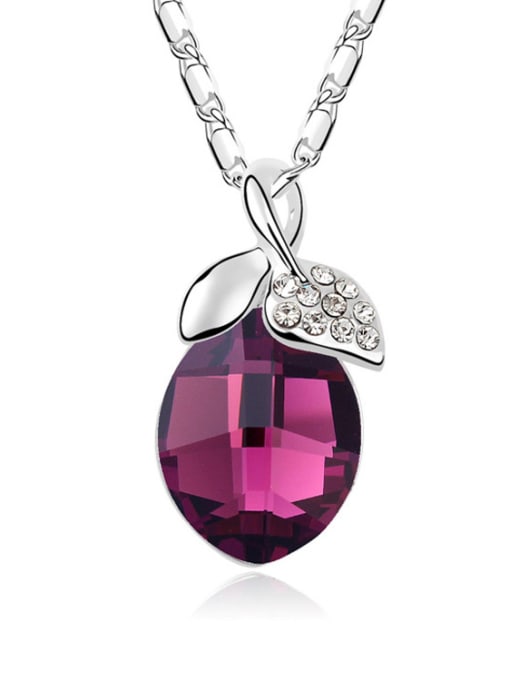 Purple Simple austrian Crystals Pendant Alloy Necklace