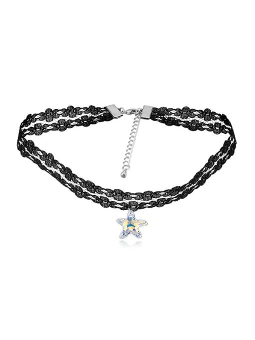 white Personalized Starfish austrian Crystal Lace Band Necklace