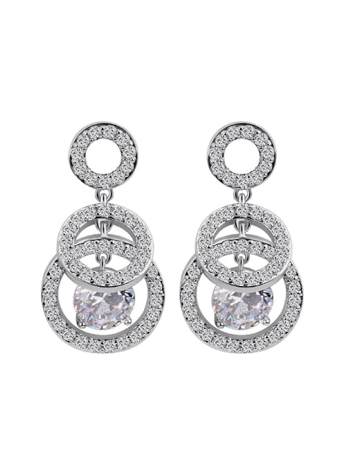 Gujin Fashion Hollow Rounds Cubic Zircon 925 Silver Stud Earrings 0