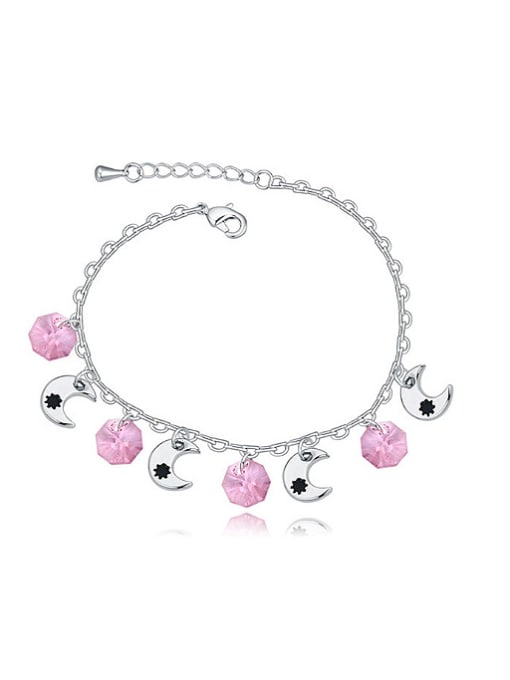pink Simple Four Little Moons Patterns austrian Crystals Alloy Bracelet