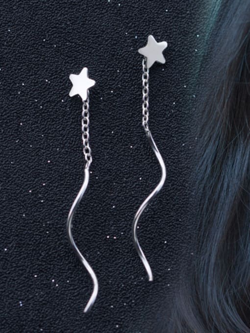 Rosh Personality Star Shaped S925 Silver Drop Earrings 0