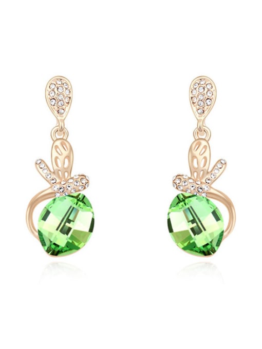green Fashion Oval austrian Crystal Champagne Gold Plated Alloy Stud Earrings