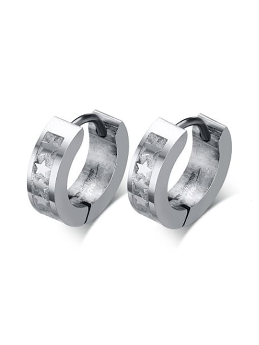 CONG Fashion Star Shaped Stainless Steel Clip Earrings