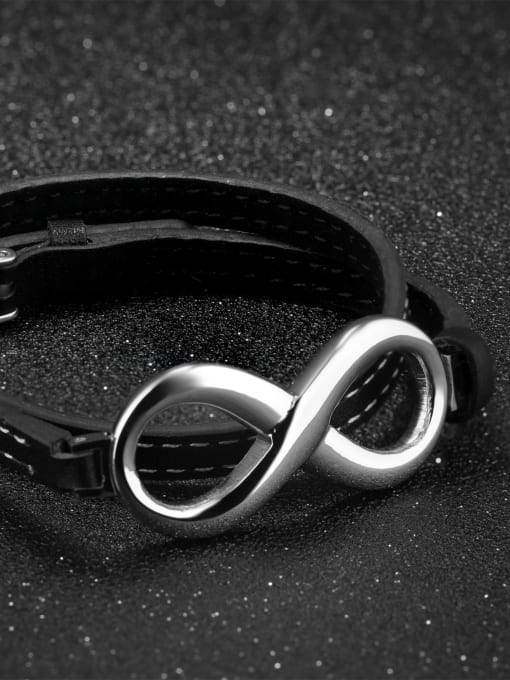 Open Sky Fashion Eight-shaped Titanium Artificial Leather Bracelet 2