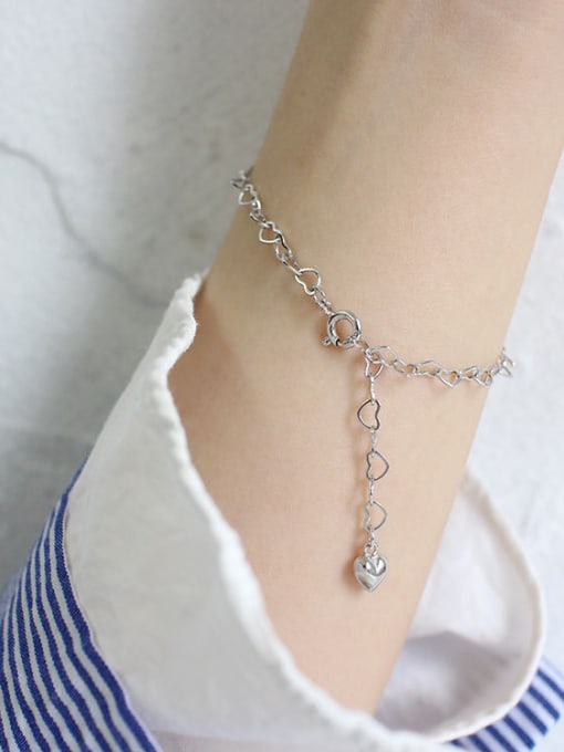 DAKA Simple Hollow Little Hearts chain Silver Bracelet 1