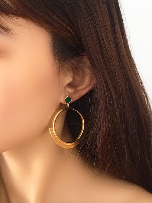 My Model Copper With Geometric Shape Exaggeration Big Circle Glossy Earrings 2