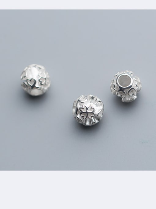 FAN 925 Sterling Silver With Silver Plated Love four-leaf flower Beads