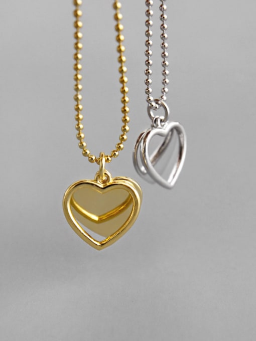 DAKA 925 Sterling Silver With Smooth Simplistic Heart Locket Necklace