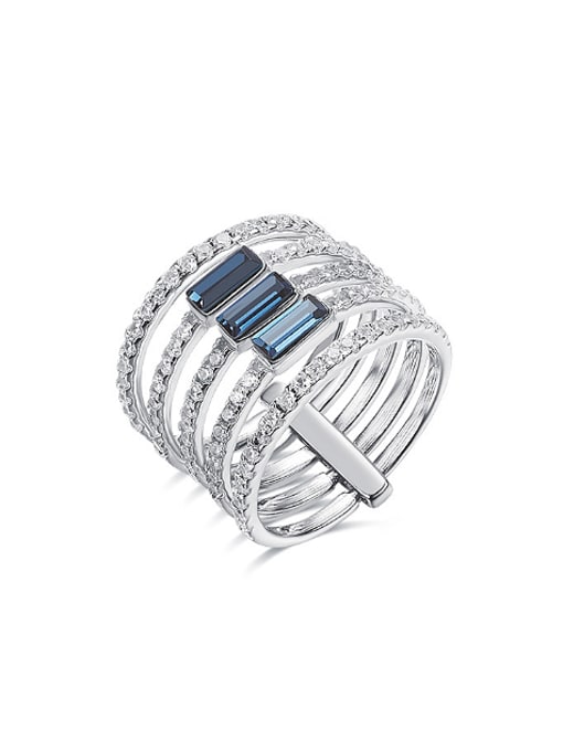 CEIDAI Fashion Multi-band austrian Crystals 925 Silver Ring 0