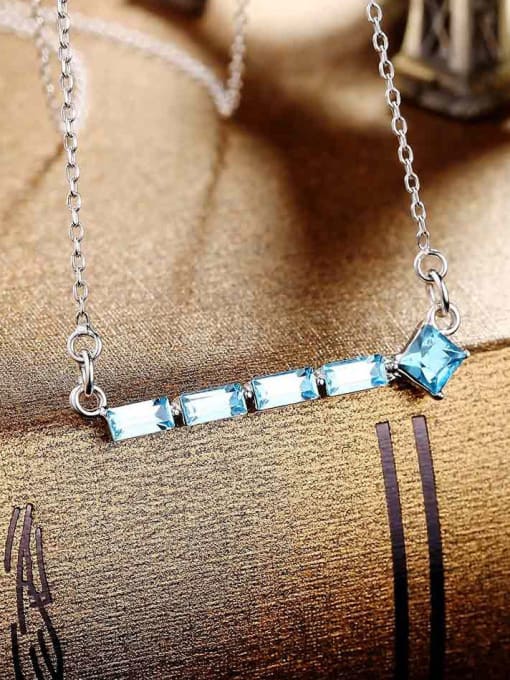 One Silver Blue Zircon Necklace 3