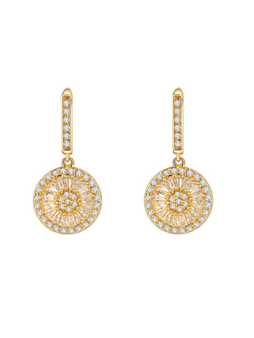18k Gold Ethnic Style 18K Gold Plated Round Shaped Drop Earrings