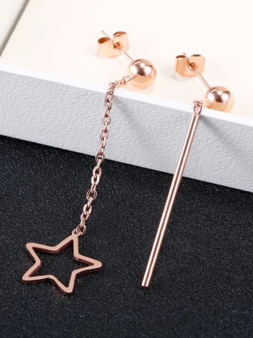 Rose Gold Pentagram Shaped Titanium Steel threader earring