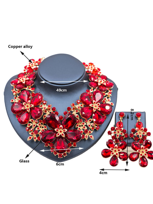 Lan Fu 2018 2018 Exaggerated Flower Glass Rhinestones Two Pieces Jewelry Set 3