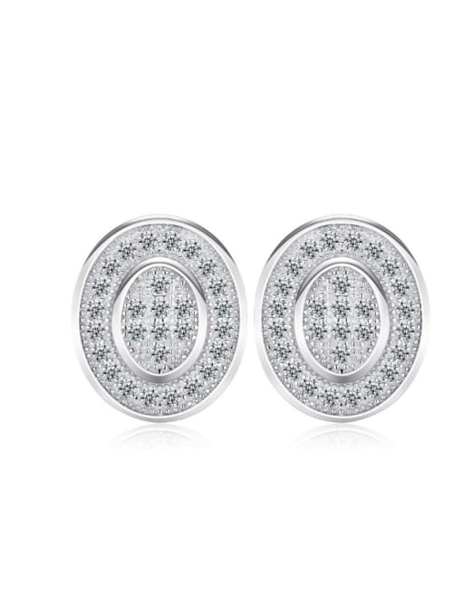 kwan Oval Silver Accessories Simple Stud Earrings