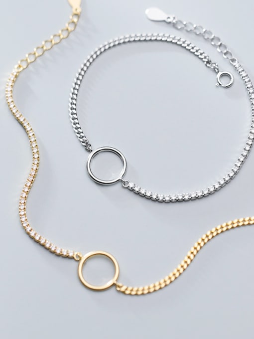 Rosh 925 Sterling Silver With Gold Plated Simplistic Chain Bracelets 1