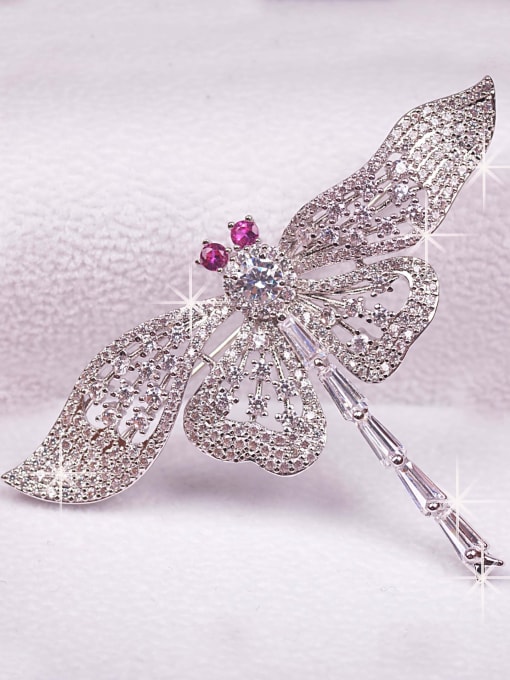 Hua Copper With Cubic Zirconia Cute Insect Dragonfly Brooches 2
