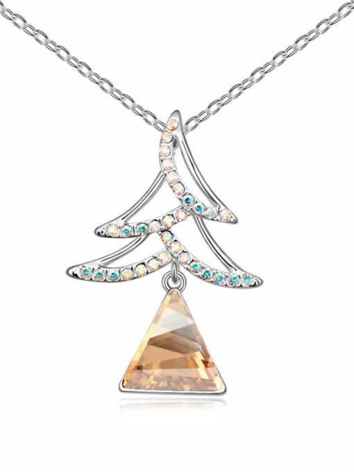 yellow Fashion Triangle austrian Crystal Christmas Tree Pendant Alloy Necklace