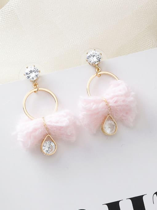 A Pink Alloy With Imitation Gold Plated Simplistic Bowknot Drop Earrings