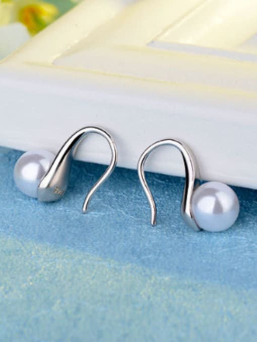 AI Fei Er Fashion White Imitation Pearl Copper Earrings 2