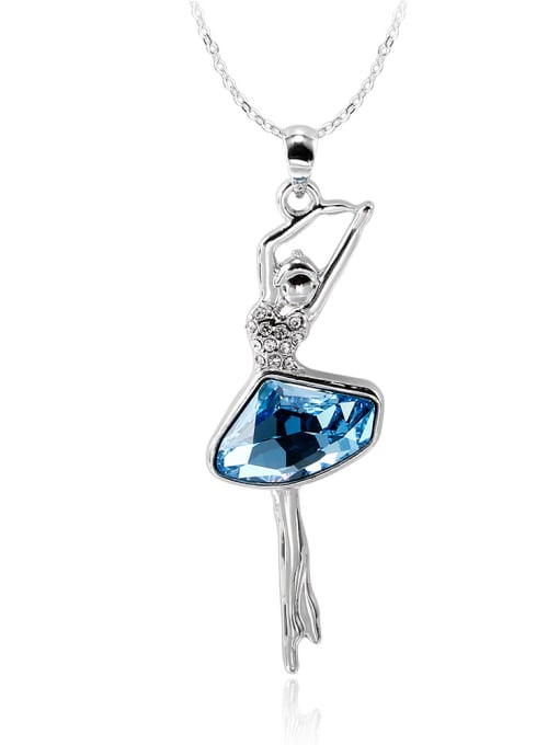 blue Fashion Austria Crystal Dancing Lady Necklace