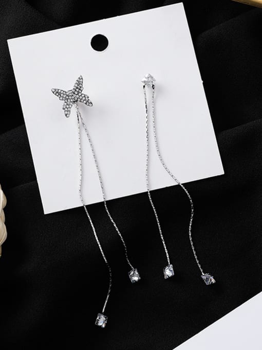 Girlhood Alloy With Gold Plated Simplistic Butterfly Threader Earrings 2