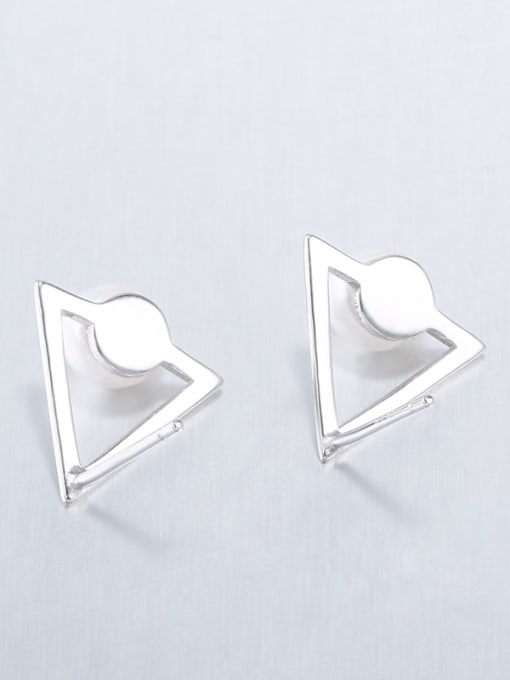 OUXI 18K White Gold 925 Silver Triangle Shaped Pearl stud Earring 3