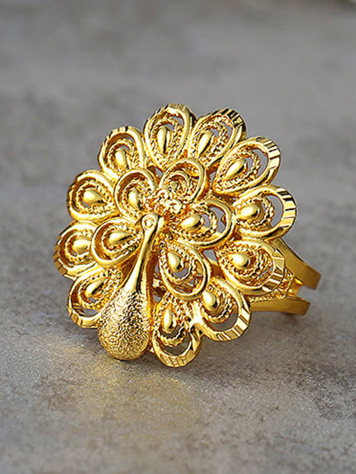 XP Copper Alloy 24K Gold Plated Classical style Peacock Ring 1