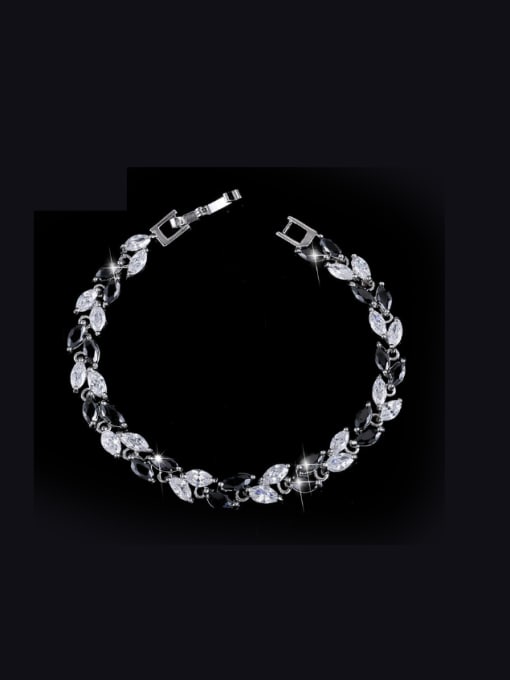 grey 17.8 Fashion AAA Zircon Leave-shape Bracelet