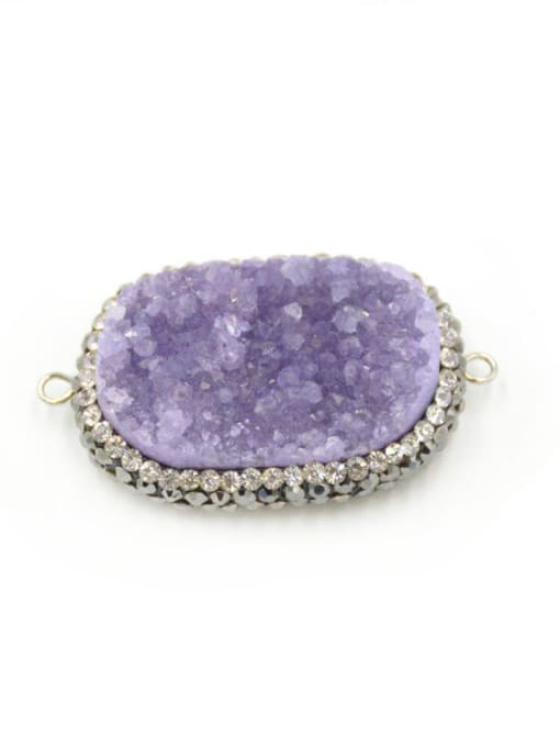 Purple Personalized Natural Crystal Rhinestones Silver Pendant
