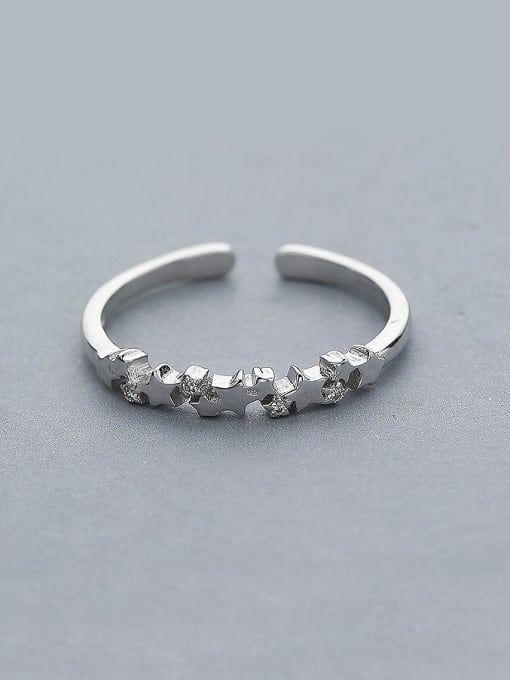 One Silver 925 Silver Star Shaped Zircon Ring 0