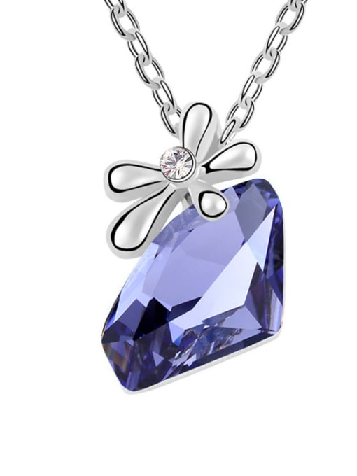 purple Fashion Clear austrian Crystal Flower Alloy Necklace