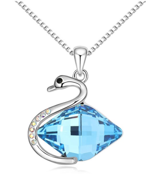 blue Fashion Rhombus austrian Crystal Swan Pendant Alloy Necklace