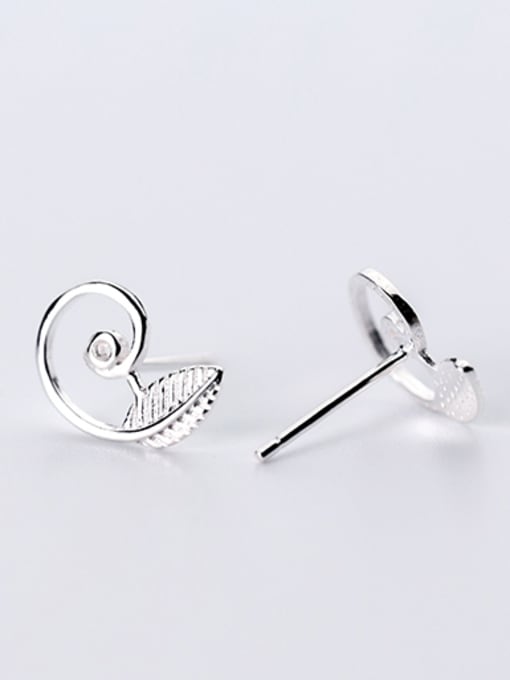 Rosh All-match Leaf Shaped S925 Silver Women Stud Earrings 0