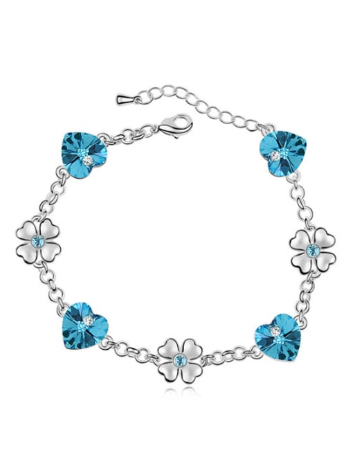 light blue Fashion Heart austrian Crystals Flowers Alloy Bracelet
