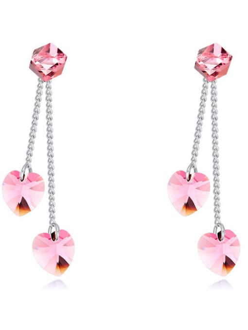 pink Fashion Heart Cubic austrian Crystals Alloy Drop Earrings