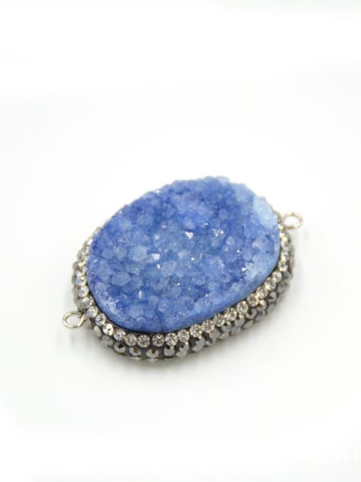 Blue Personalized Natural Crystal Rhinestones Silver Pendant