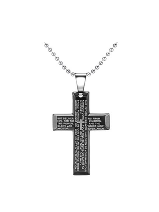 RANSSI Black Cross Scriptures Necklace