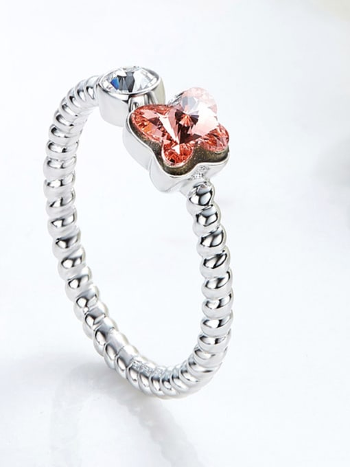 CEIDAI Fashion Butterfly austrian Crystal 925 Silver Opening Ring 2