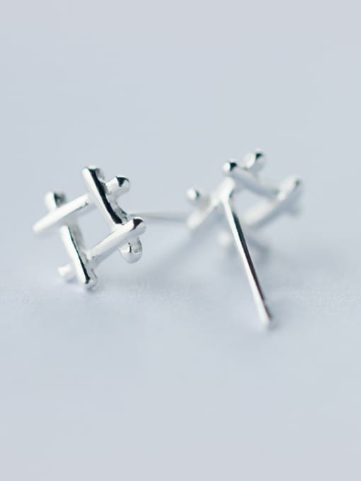 Rosh S925 Silver Well Character Small Square Fashionable Stud cuff earring 1