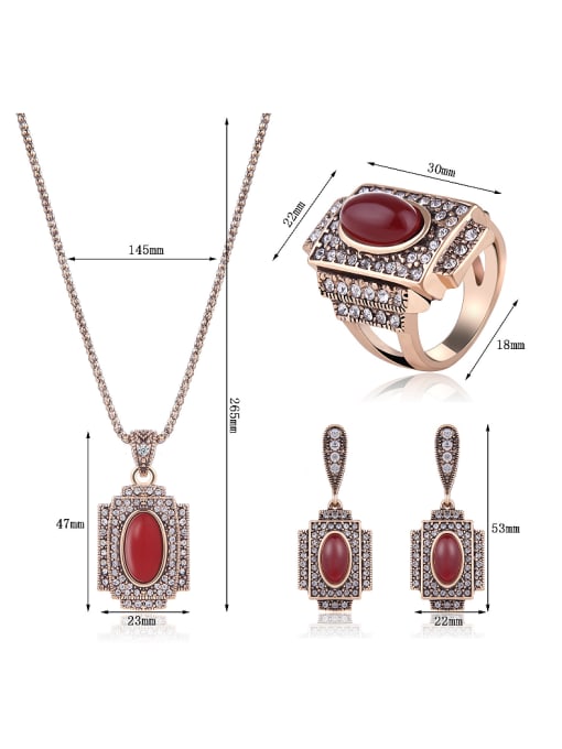 BESTIE Alloy Antique Gold Plated Vintage style Artificial Stones Three Pieces Jewelry Set 3