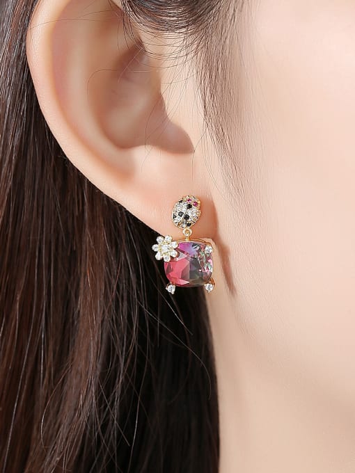 BLING SU Copper With Cubic Zirconia Cute Insect Ladybug Drop Earrings 2