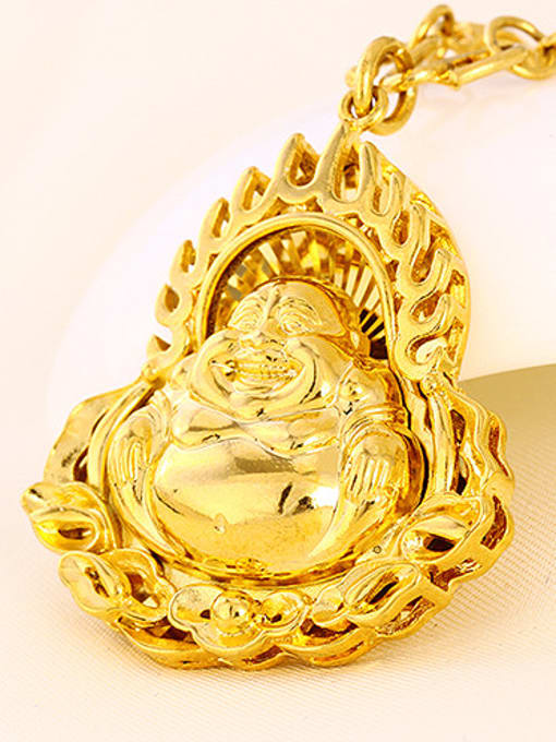 XP Copper Alloy 24K Gold Plated Retro style Laughing Buddha Necklace 2