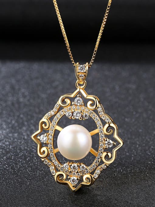 White Sterling Silver 18K gold micro inlaid 3A zircon jewelry necklace