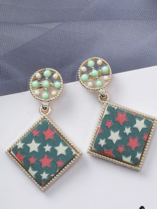 C Green Alloy With Rose Gold Plated Simplistic Geometric Printing Drop Earrings