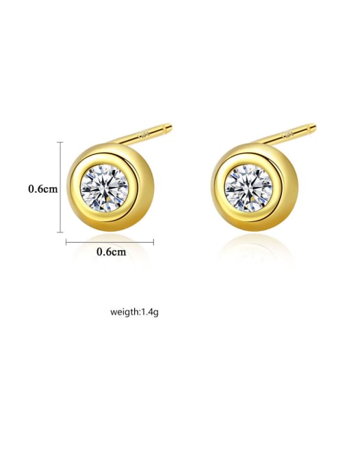 CCUI 925 Sterling Silver With Cubic Zirconia Simplistic Round Stud Earrings 4