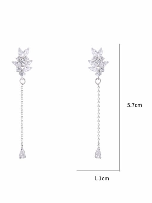 Mo Hai Copper With Platinum Plated Simplistic Flower Threader Earrings 3