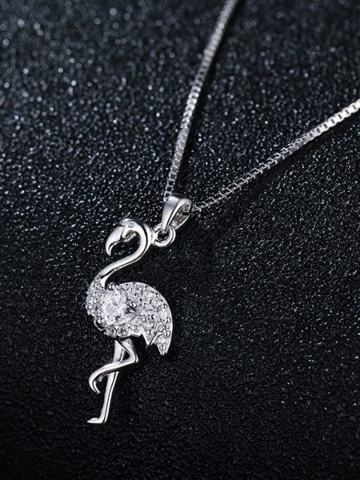 UNIENO 925 Sterling Silver With Platinum Plated Cute Flamingo Necklaces 1