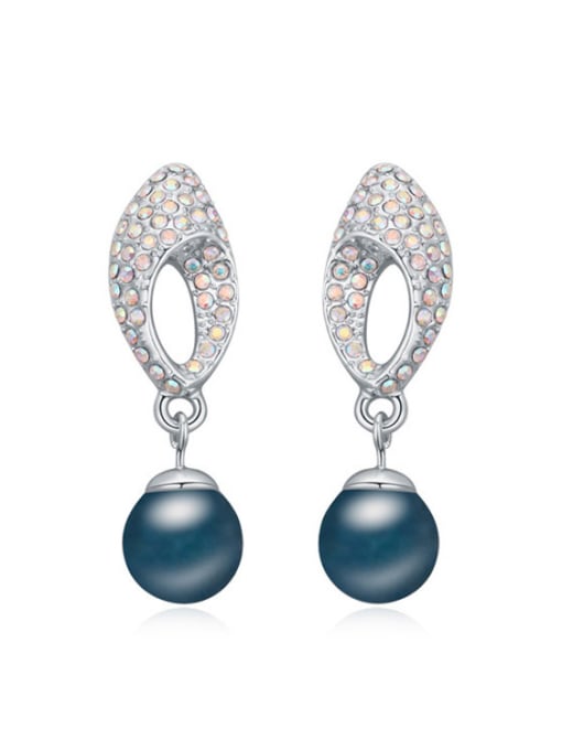 QIANZI Exquisite Imitation Pearls Shiny Tiny Crystals Alloy Stud Earrings 2