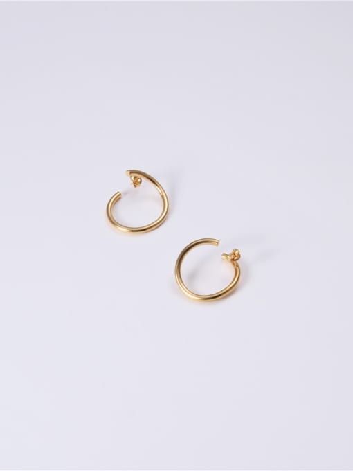 GROSE Titanium With Gold Plated Simplistic Geometric Hoop Earrings 0