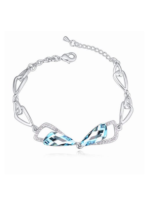 light blue Exquisite Swarovaki Crystals-accented Bowknot Alloy Bracelet